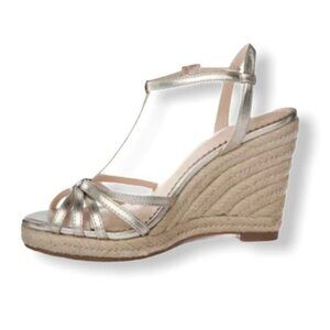 Crown & Ivy MAYBELLE Espadrilles Wedge Heel Strappy Sandals Gold Size 9